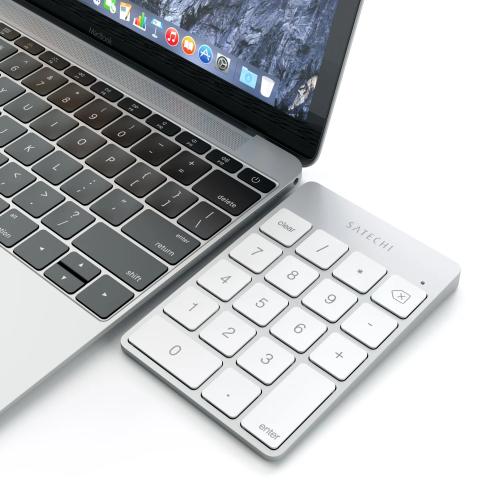 Satechi Slim Aluminum Bluetooth Wireless Keypad & 18-Key Number Pad - Silver