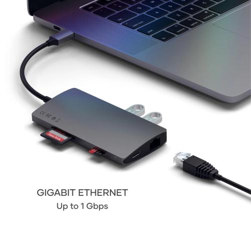 Satechi 8-in-1 USB-C Hub V2 with 115W PD Charging and 4K HDMI - Space Gray