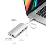 Satechi 8-in-1 USB-C Hub V2 with 115W PD Charging, 4K HDMI, Gigabit Ethernet - Silver