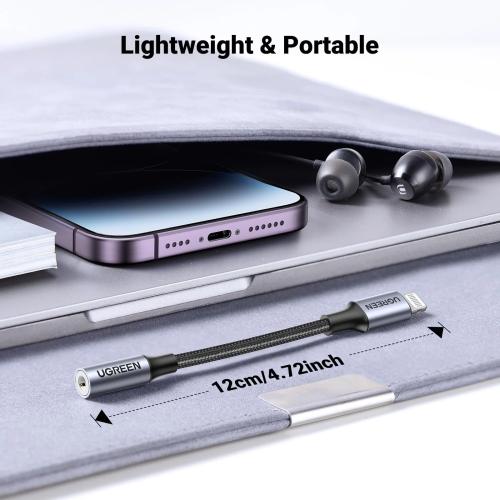 UGREEN Lightning to 3.5mm Headphone Jack Adapter MFi Certified Grey 30756