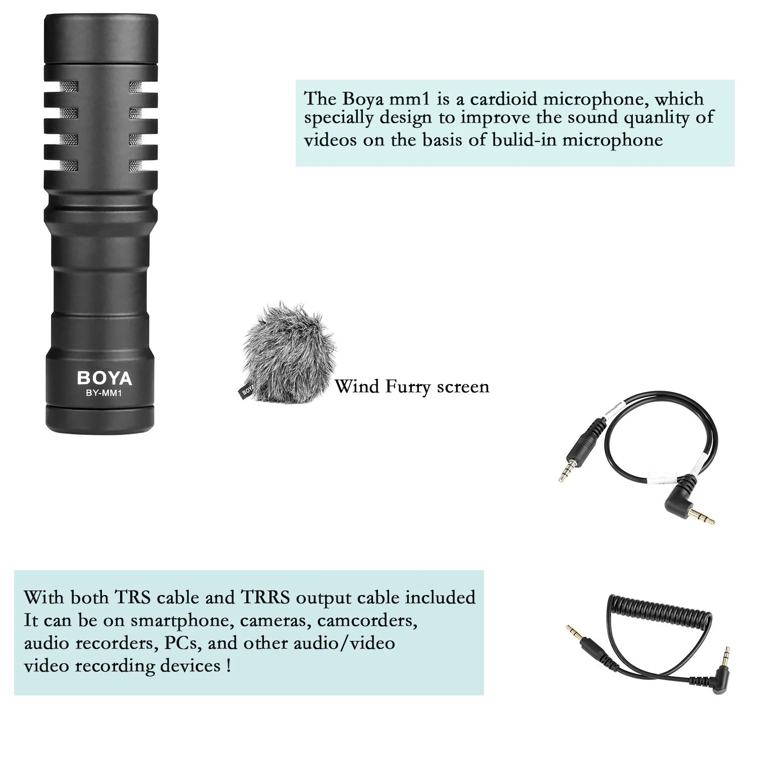 BOYA BY-MM1 Universal Cardioid Shotgun Microphone with Shock Mount 5