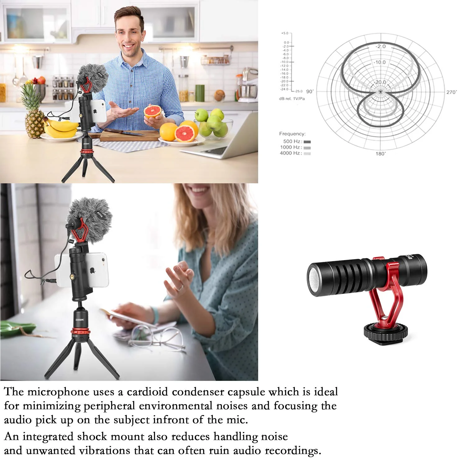 BOYA BY-MM1 Universal Cardioid Shotgun Microphone with Shock Mount 6