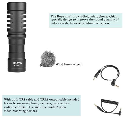 BOYA BY-MM1 Universal Cardioid Shotgun Microphone with Shock Mount