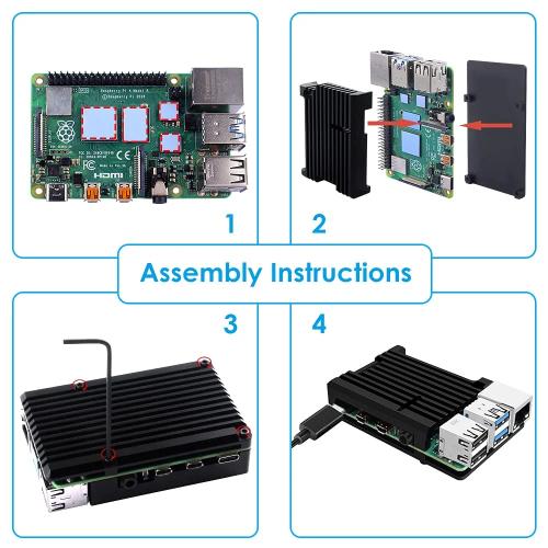 GeeekPi Armor Aluminum Heatsink Case for Raspberry Pi 4