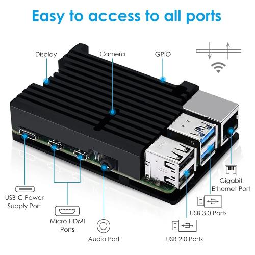 GeeekPi Armor Aluminum Heatsink Case for Raspberry Pi 4