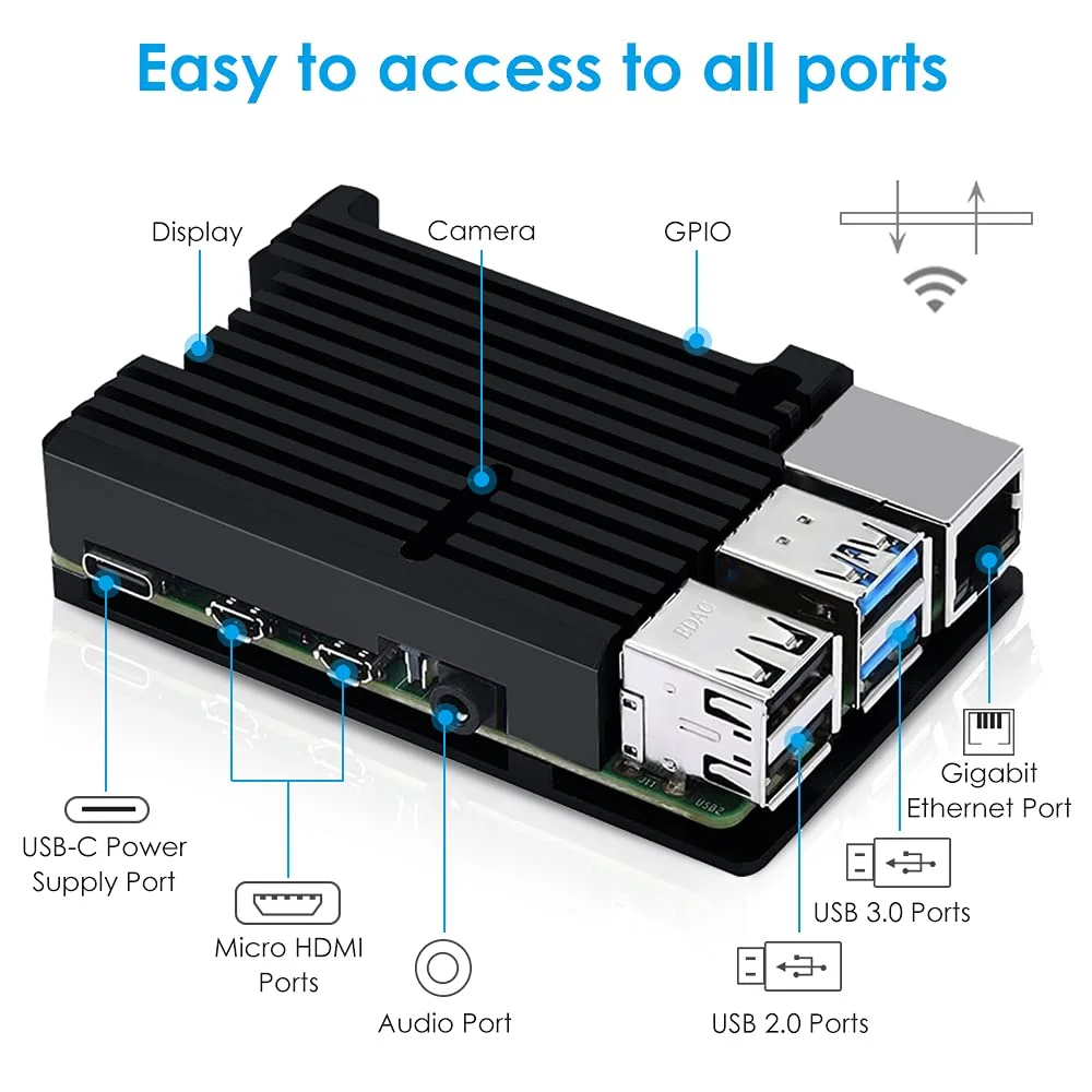 GeeekPi Armor Aluminum Heatsink Case for Raspberry Pi 4 3