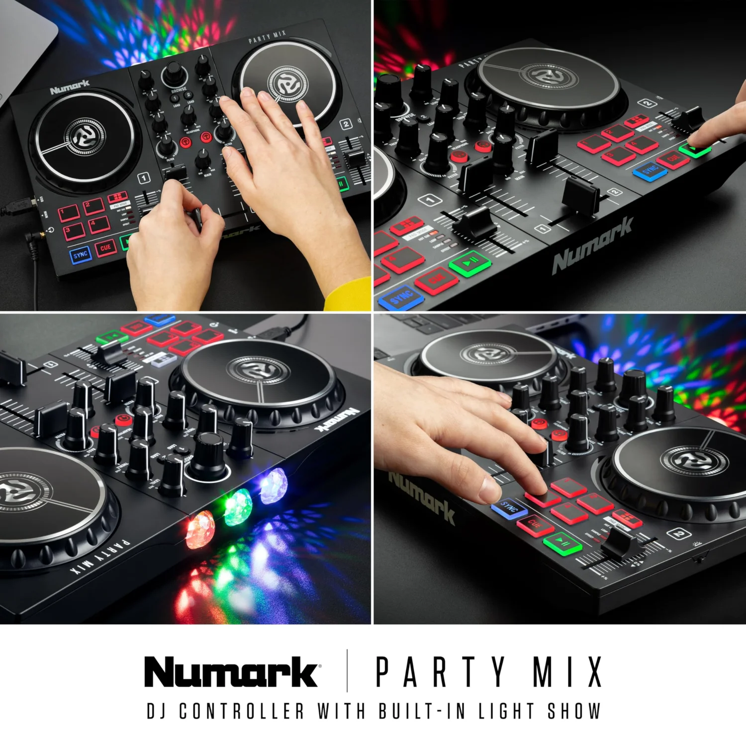 Numark Party Mix II 2-Deck DJ Controller with Built-in LED Lights & Audio Interface 2