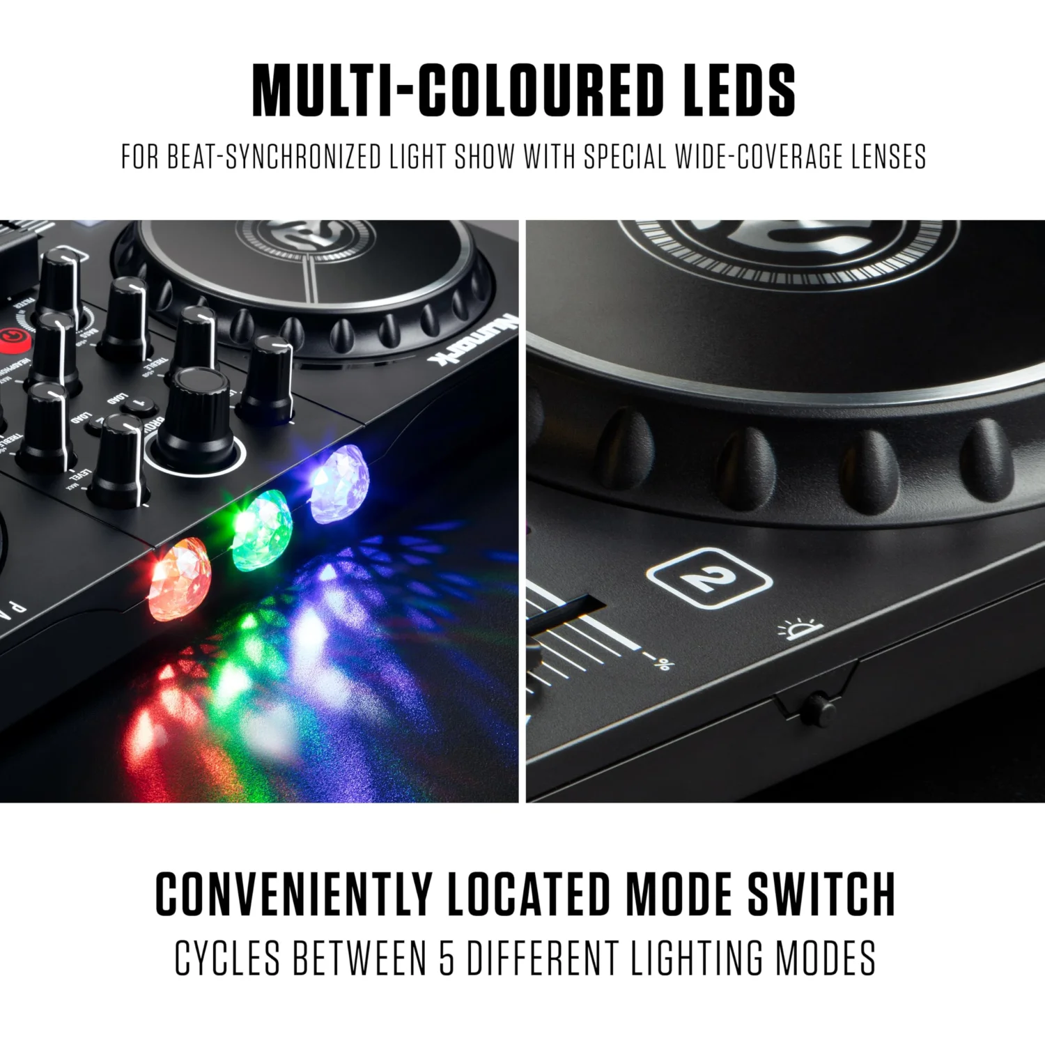 Numark Party Mix II 2-Deck DJ Controller with Built-in LED Lights & Audio Interface 4