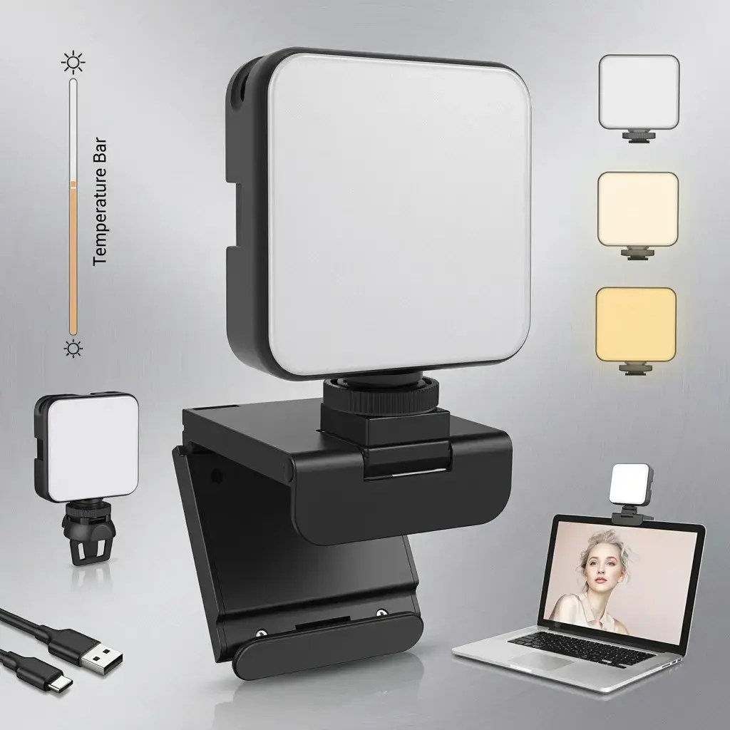 NexiGo Glow Light for Streamers, Enhanced Lighting Kit for Video Conferencing with Webcam Style Clip, Built-in Rechargeable Battery, for Streaming, Photography and Vlogging