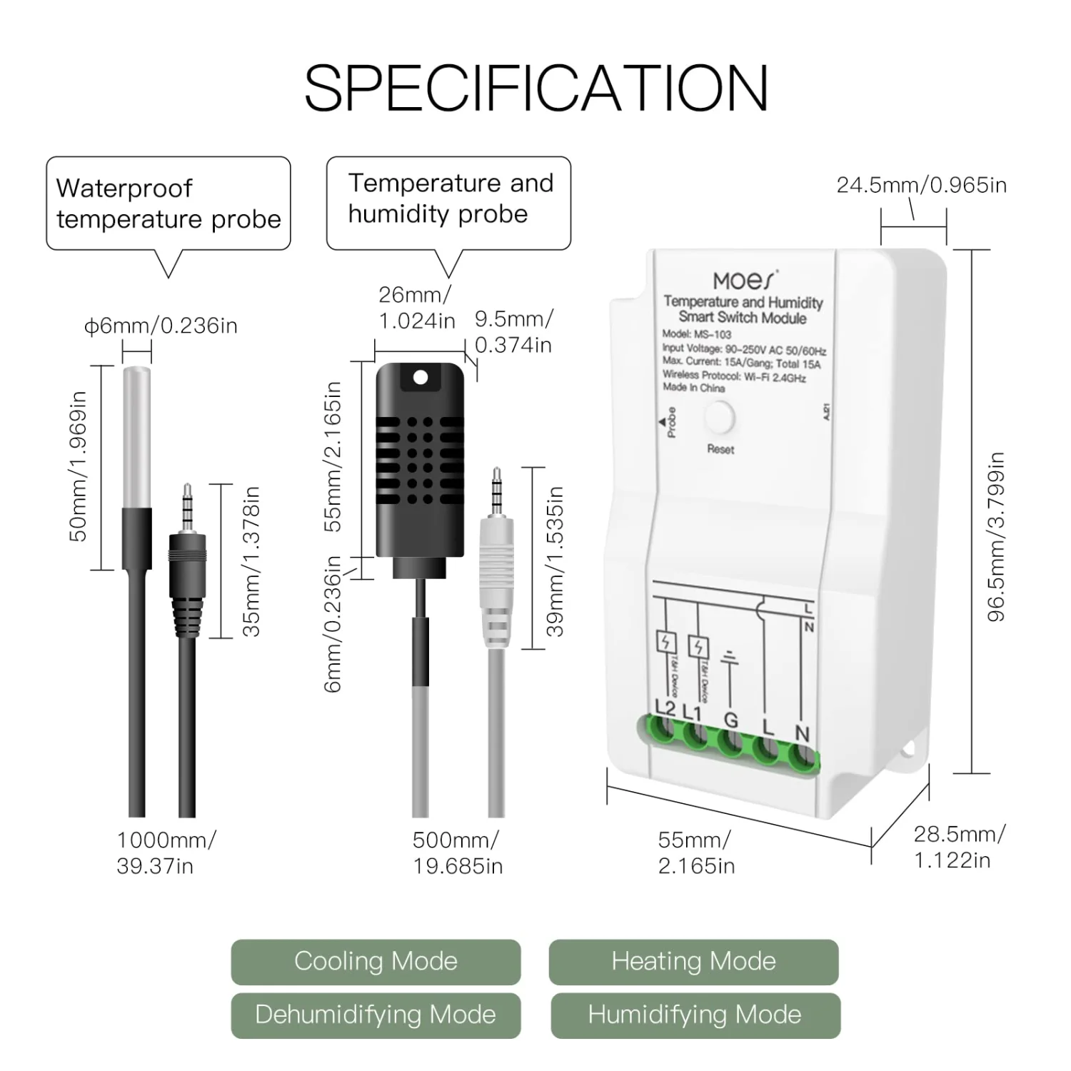 MOES WiFi Smart Temperature Switch Module with Waterproof Probe & Dual Relay Output 6