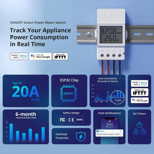 SONOFF POW Elite 20A WiFi Smart Power Meter Switch & Energy Monitor