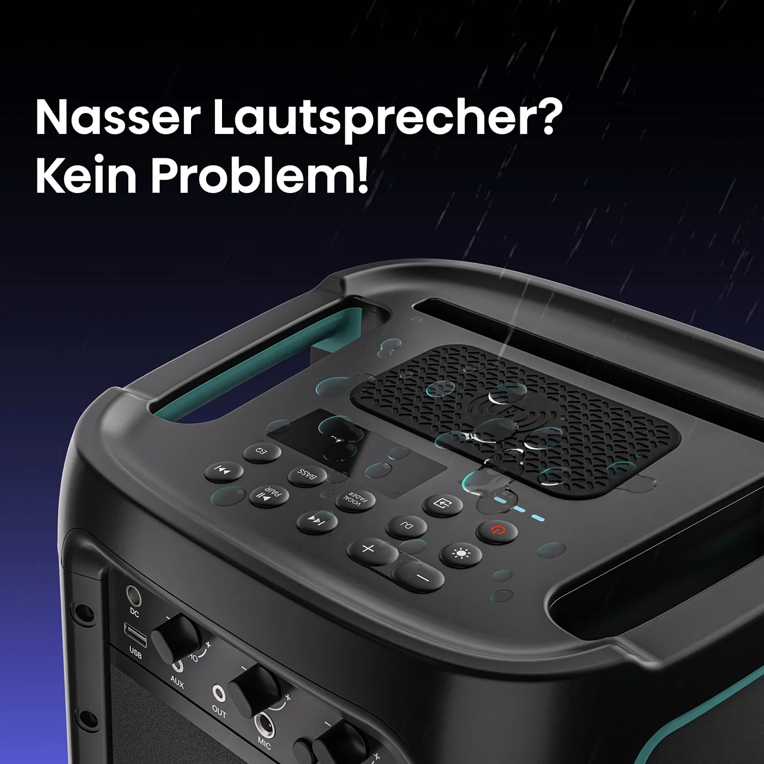 Hisense HP 110 Party Rocker One Plus Portable Party Speaker with Karaoke Mode Including 2 Microphones, 300 W Sound Volume, DJ Effects, Wireless Charging, 5 Light Effects, Up to 15 Hours Battery Life, 12