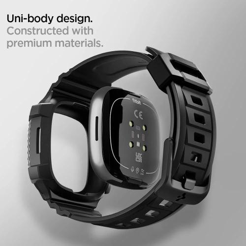 Spigen Rugged Armor Pro Band with Case for Fitbit Versa 4 / Sense 2 - Black
