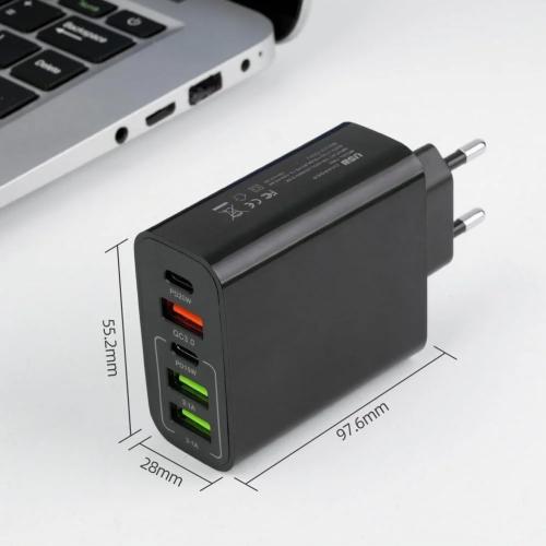 AXFEE 65W 5-Port Fast USB C Charger Hub with QC 3.0 (Black)