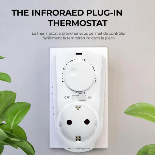 EconoHome Adjustable Plug-In Thermostat for Heating and Cooling - 230V Universal Temperature Controller
