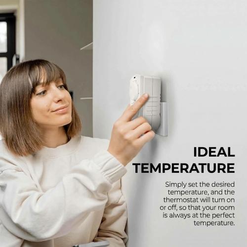 EconoHome Adjustable Plug-In Thermostat for Heating and Cooling - 230V Universal Temperature Controller