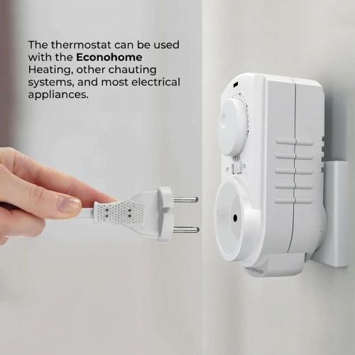 EconoHome Adjustable Plug-In Thermostat for Heating and Cooling - 230V Universal Temperature Controller