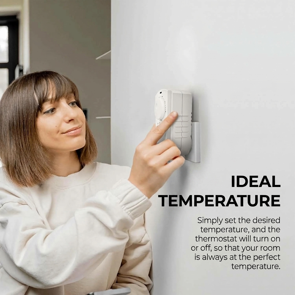 EconoHome Adjustable Plug-In Thermostat for Heating and Cooling - 230V Universal Temperature Controller 4