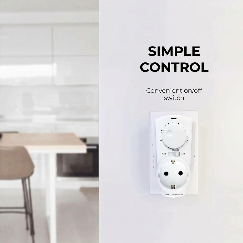 EconoHome Adjustable Plug-In Thermostat for Heating and Cooling - 230V Universal Temperature Controller 5