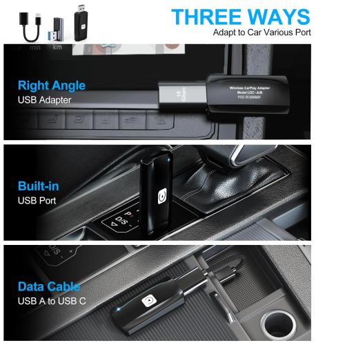 MSXTTLY Wireless CarPlay Adapter - 5GHz WiFi Plug & Play USB Dongle for Factory Wired CarPlay Cars