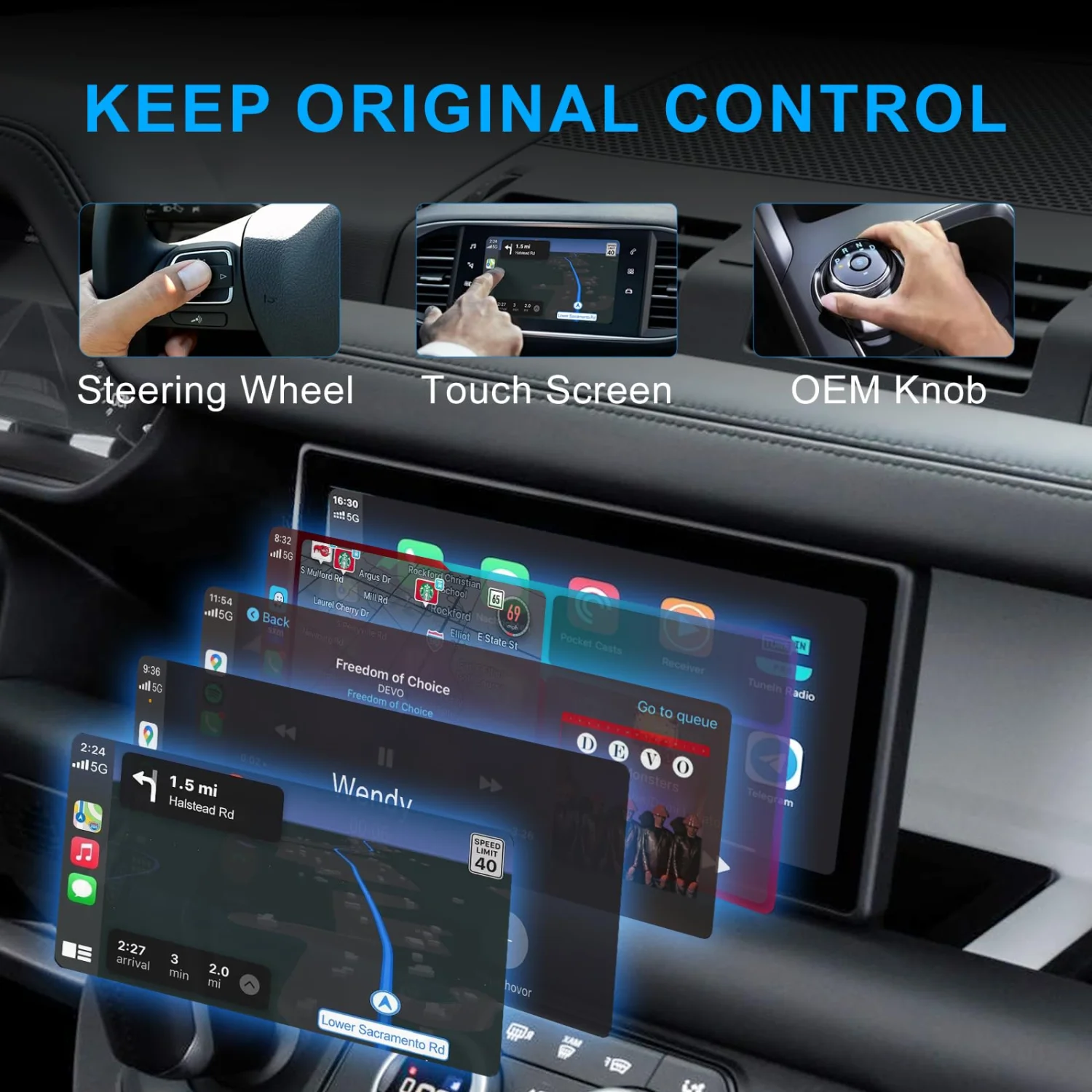 MSXTTLY Wireless CarPlay Adapter - 5GHz WiFi Plug & Play USB Dongle for Factory Wired CarPlay Cars 3