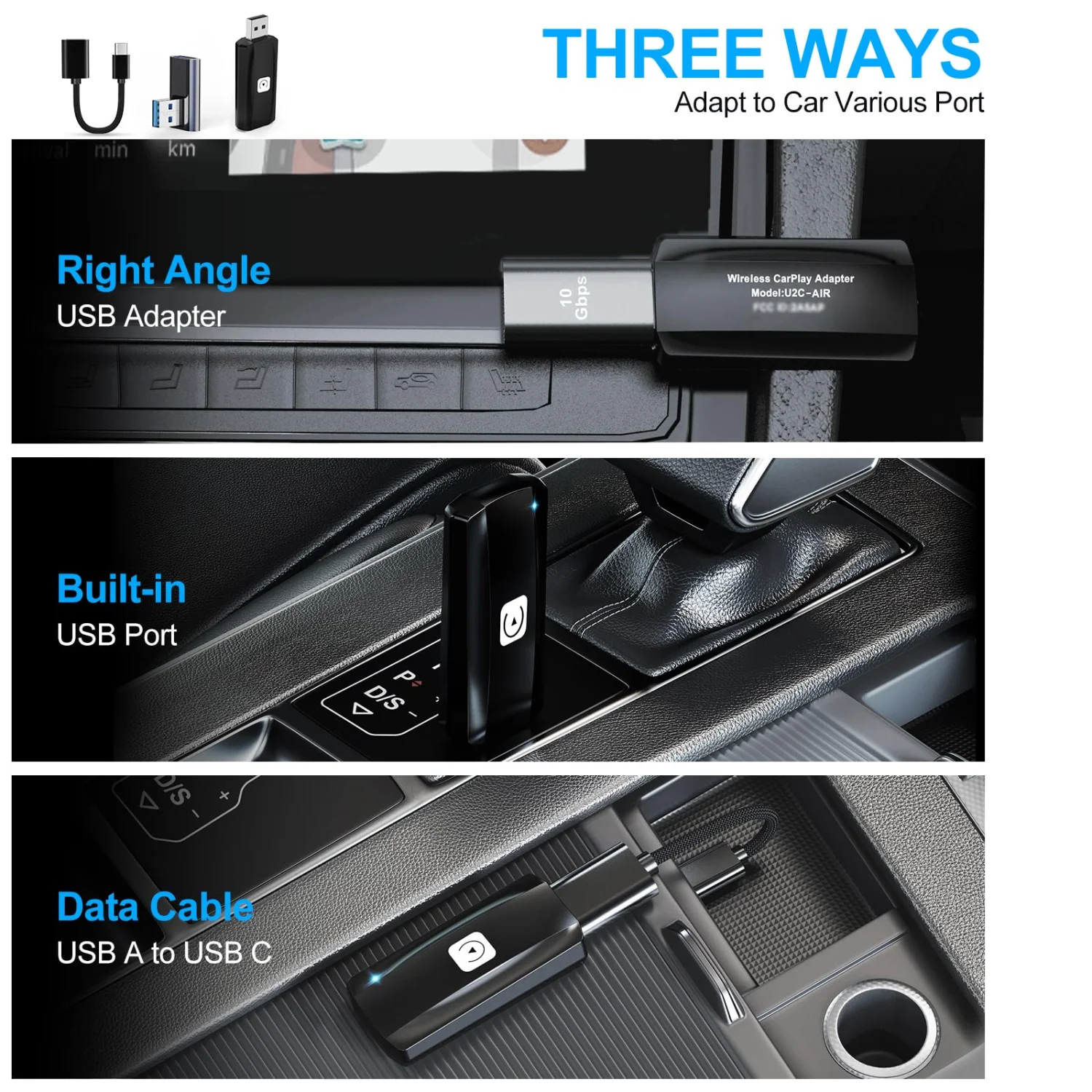 MSXTTLY Wireless CarPlay Adapter - 5GHz WiFi Plug & Play USB Dongle for Factory Wired CarPlay Cars 4
