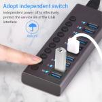 10-Port Powered USB 3.0 Hub with Individual Power Switches & Aluminum Body