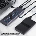 10-Port Powered USB 3.0 Hub with Individual Power Switches & Aluminum Body