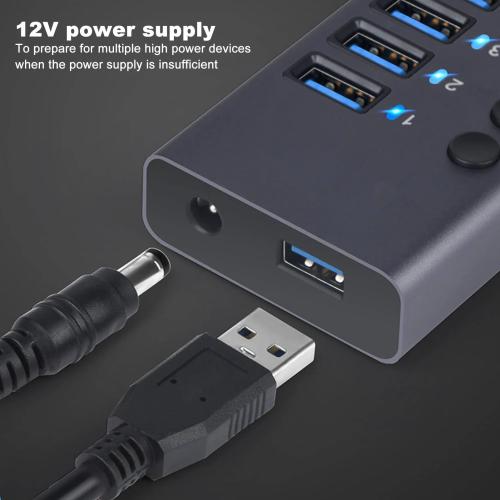 10-Port Powered USB 3.0 Hub with Individual Power Switches & Aluminum Body