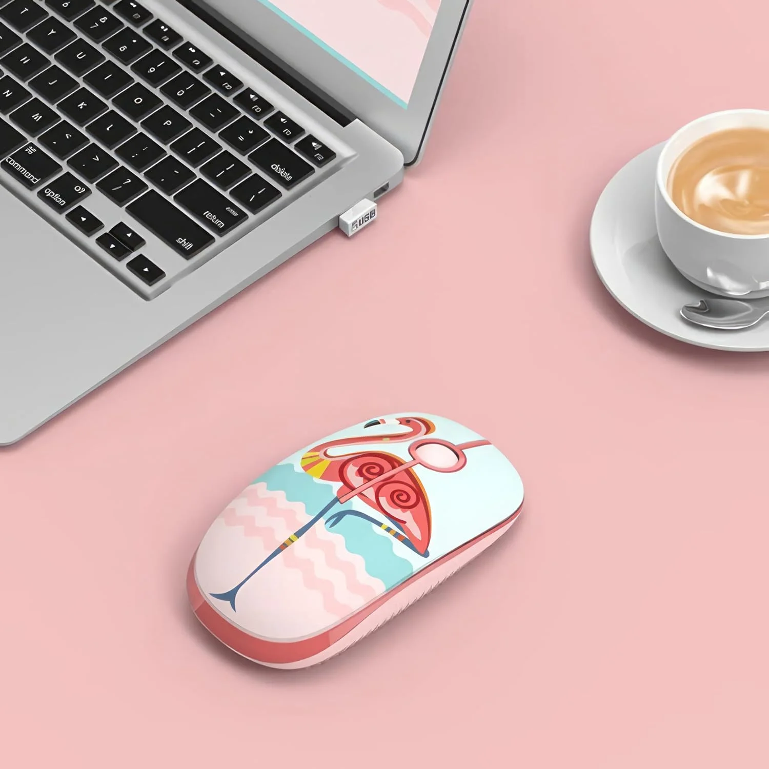 Jelly Comb Wireless Mouse with Silent Click & Nano USB Receiver - Flamingo 2