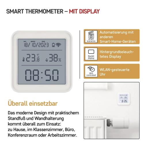 EMOS GoSmart Zigbee Smart Home Thermometer & WiFi Clock with LED Display