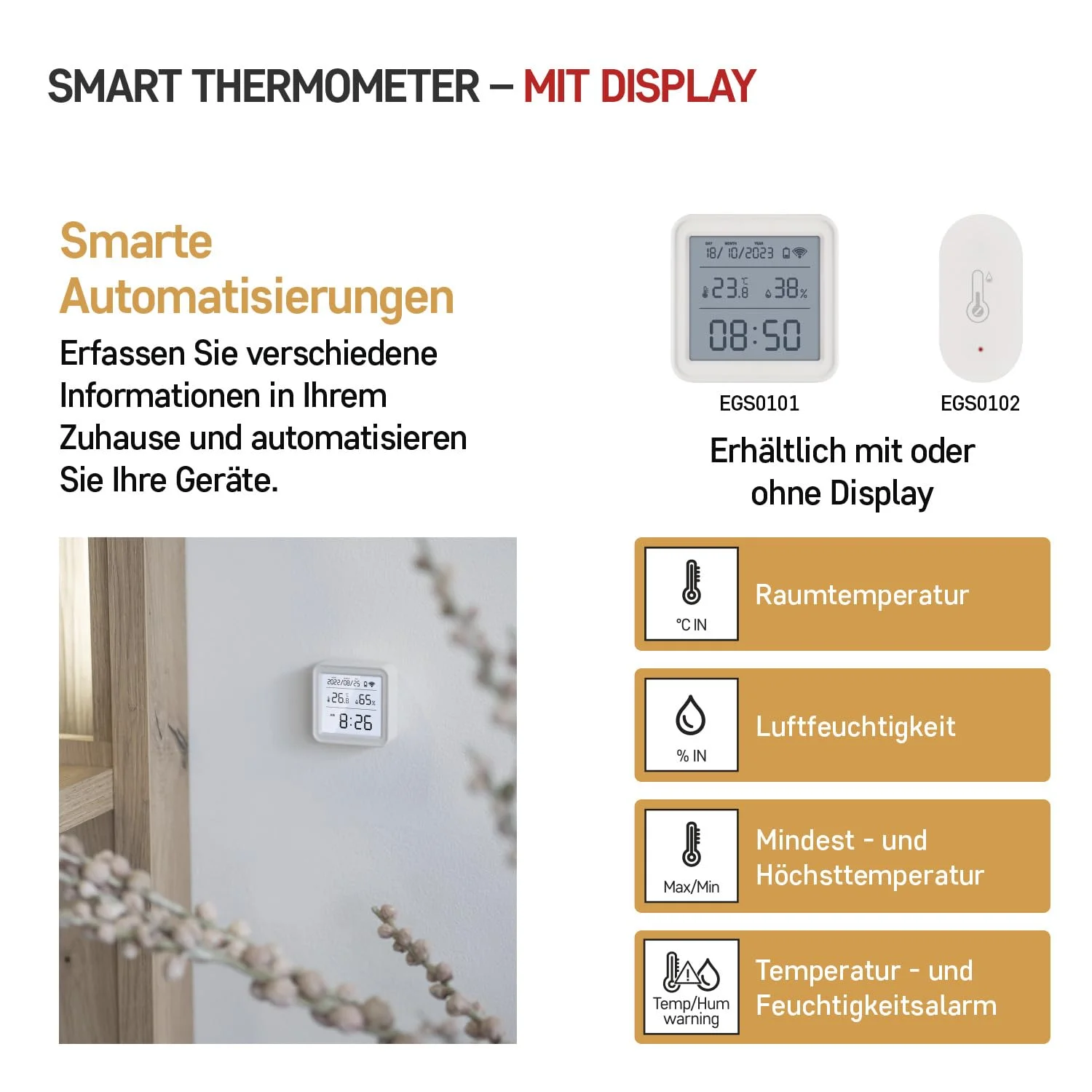EMOS GoSmart Zigbee Smart Home Thermometer & WiFi Clock with LED Display 3