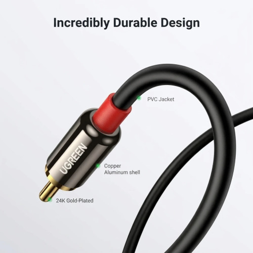 UGREEN 3.5mm to 2RCA Male Stereo Audio Cable - 2 Meters, HiFi Sound Adapter 10584