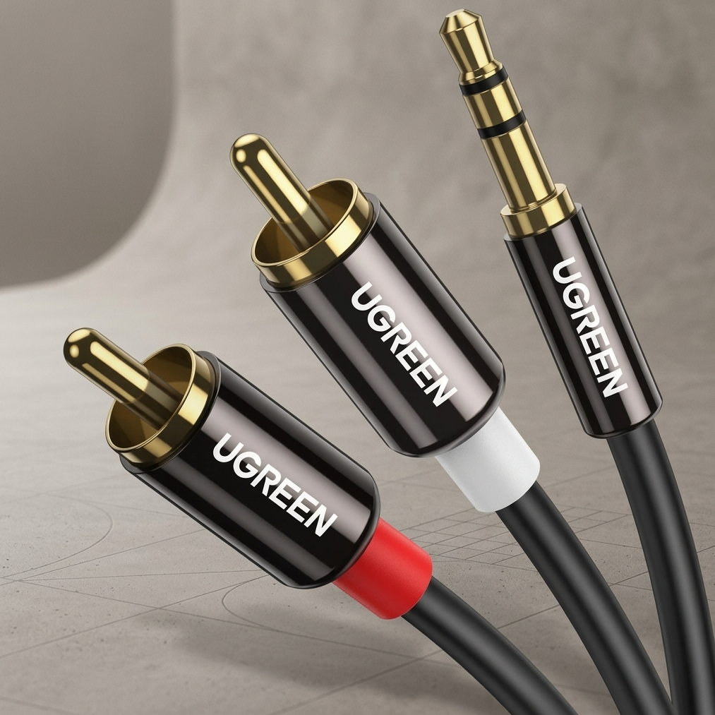 UGREEN 3.5mm to 2RCA Male Stereo Audio Cable - 2 Meters, HiFi Sound Adapter 10584