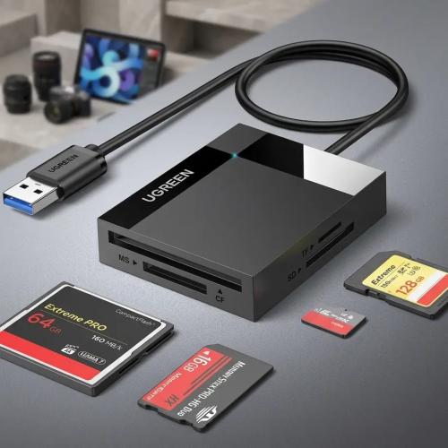 UGREEN USB 3.0 4-in-1 Multi-Card Reader Hub for SD, TF, CF, and MS Cards 30333