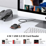 UGREEN USB 3.0 4-in-1 Multi-Card Reader Hub for SD, TF, CF, and MS Cards 30333