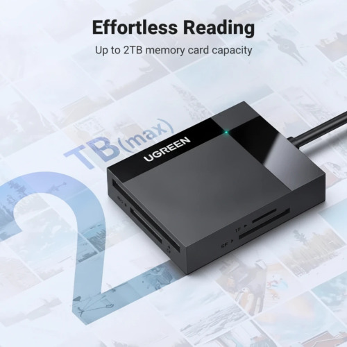 UGREEN USB 3.0 4-in-1 Multi-Card Reader Hub for SD, TF, CF, and MS Cards 30333