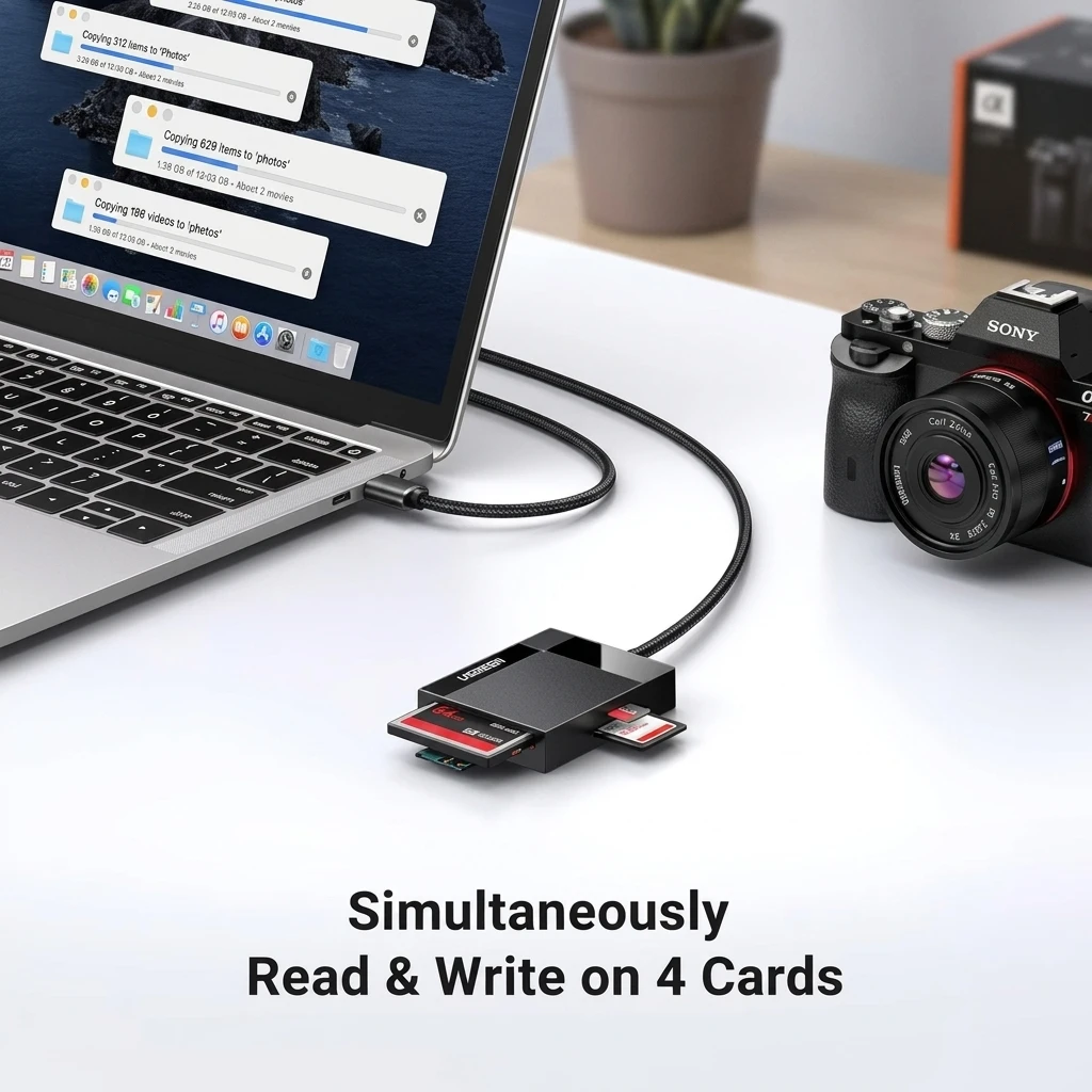 UGREEN USB 3.0 4-in-1 Multi-Card Reader Hub for SD, TF, CF, and MS Cards 30333 5