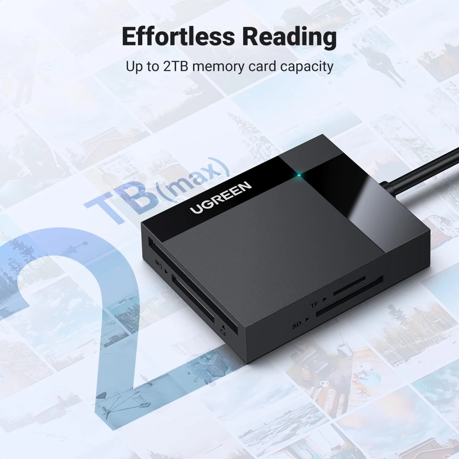 UGREEN USB 3.0 4-in-1 Multi-Card Reader Hub for SD, TF, CF, and MS Cards 30333 8