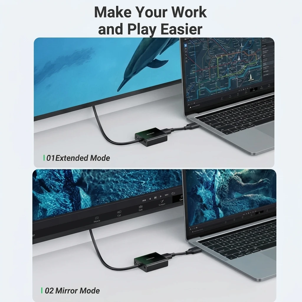UGREEN Active HDMI Female to VGA Male Adapter with 3.5mm Audio & Micro USB Power 20694 4