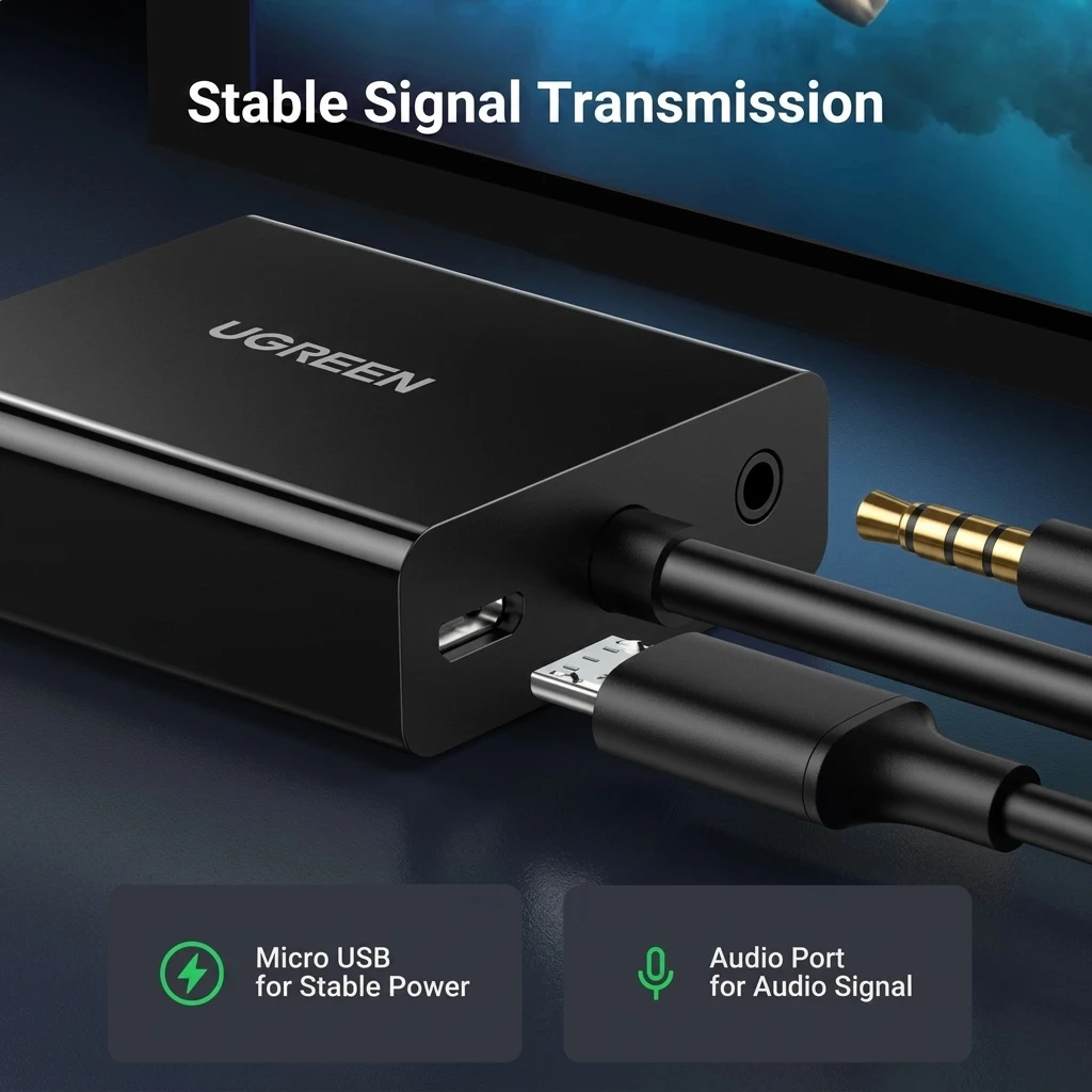 UGREEN Active HDMI Female to VGA Male Adapter with 3.5mm Audio & Micro USB Power 20694 6
