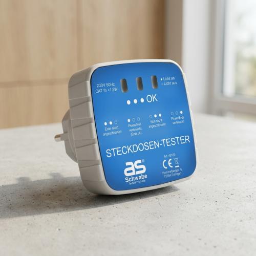 as - Schwabe 45100 Socket Tester & Phase Fault Diagnostic Plug for Schuko Sockets