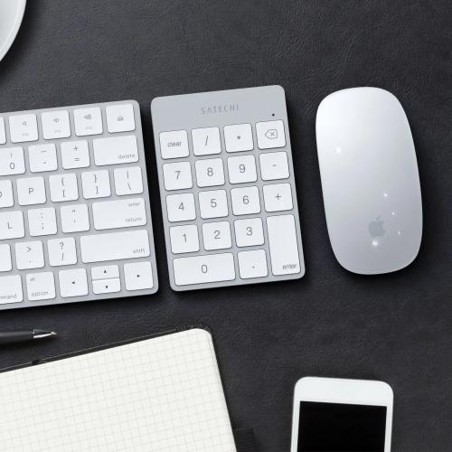 Satechi Slim Aluminum Bluetooth Wireless Keypad & 18-Key Number Pad - Silver