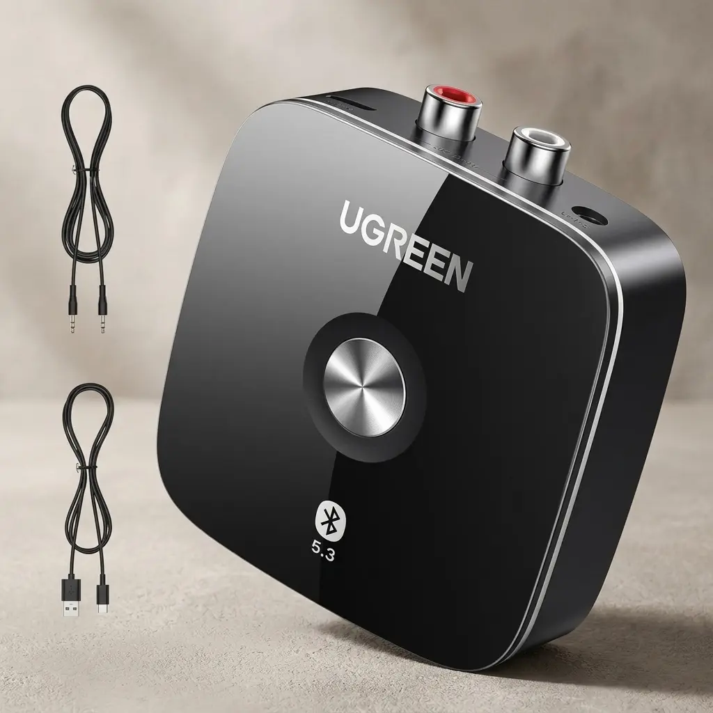 UGREEN Bluetooth 5.3 Audio Receiver - 3.5mm Aux and RCA Adapter for Hi-Fi Systems 30445