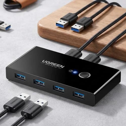 UGREEN USB 3.0 Switch Selector - 2 PCs Sharing 4 USB Peripherals with 2-Pack Cables 30768