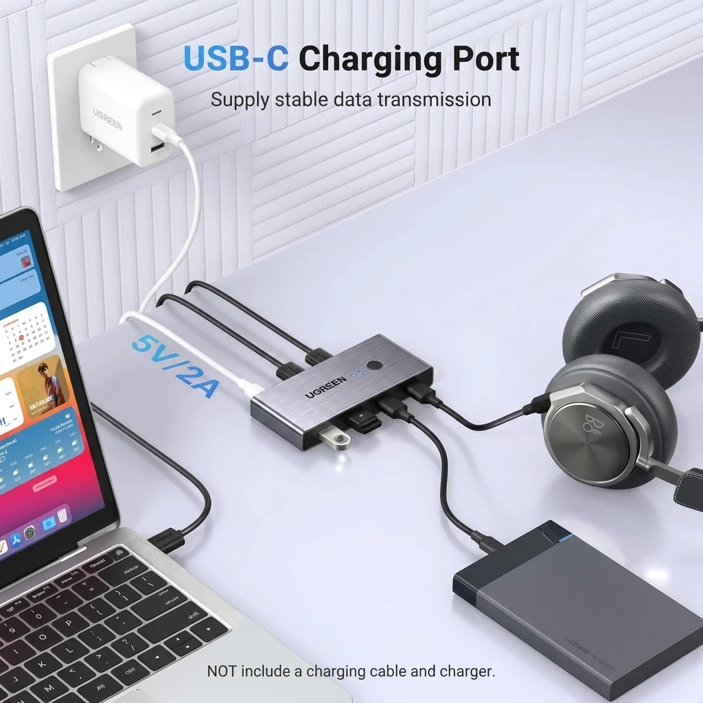 UGREEN USB 3.0 Switch Selector - 2 PCs Sharing 4 USB Peripherals with 2-Pack Cables 30768 4
