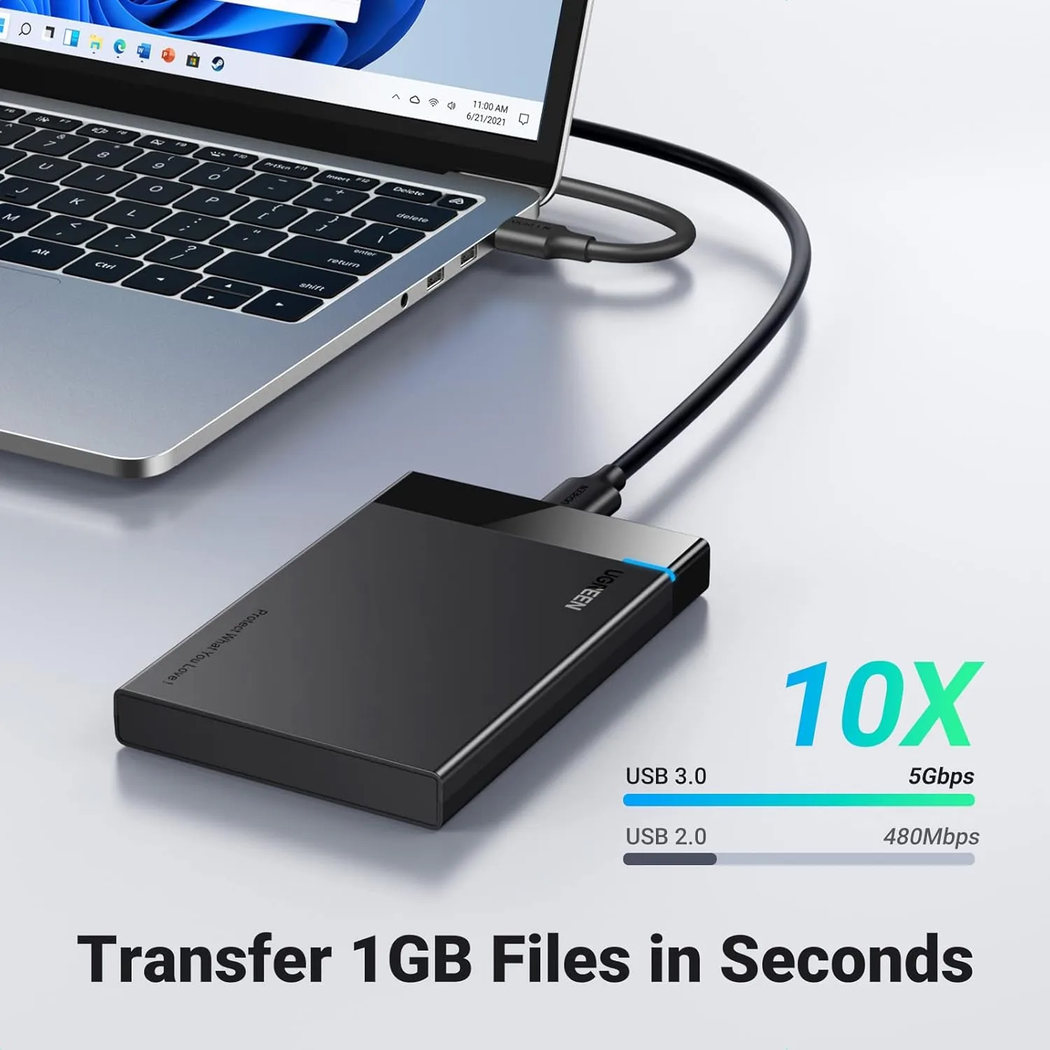 UGREEN 2.5-inch USB 3.0 to SATA III Hard Drive Enclosure Adapter - 5Gbps 30848 2