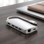 Satechi 8-in-1 USB-C Hub V2 with 115W PD Charging, 4K HDMI, Gigabit Ethernet - Silver