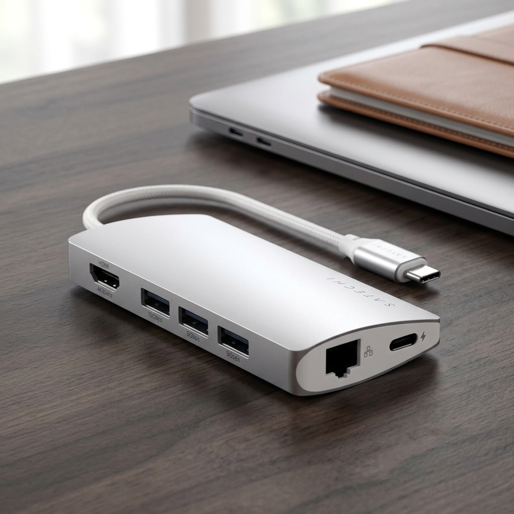 Satechi 8-in-1 USB-C Hub V2 with 115W PD Charging, 4K HDMI, Gigabit Ethernet - Silver
