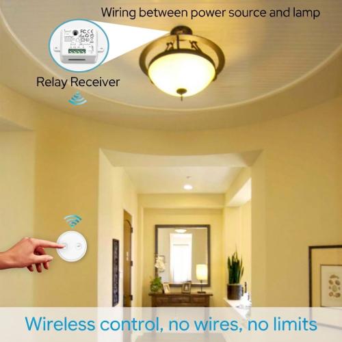 LoraTap Wireless Light Switch Kit, RF 868MHz Remote Control Relay Switch with Magnetic Holder (Up to 200m Range)